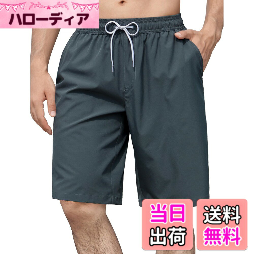 【送料無料】[NARANNBU] ナランブ 水着 メンズ 海水パンツ 膝丈 サーフトランク 夏 新柄 メッシュインナー付き 水陸両用 サウナ 通気速乾抗菌 UVカット/S-3XL 色：P0Dグレー、サイズ：XL