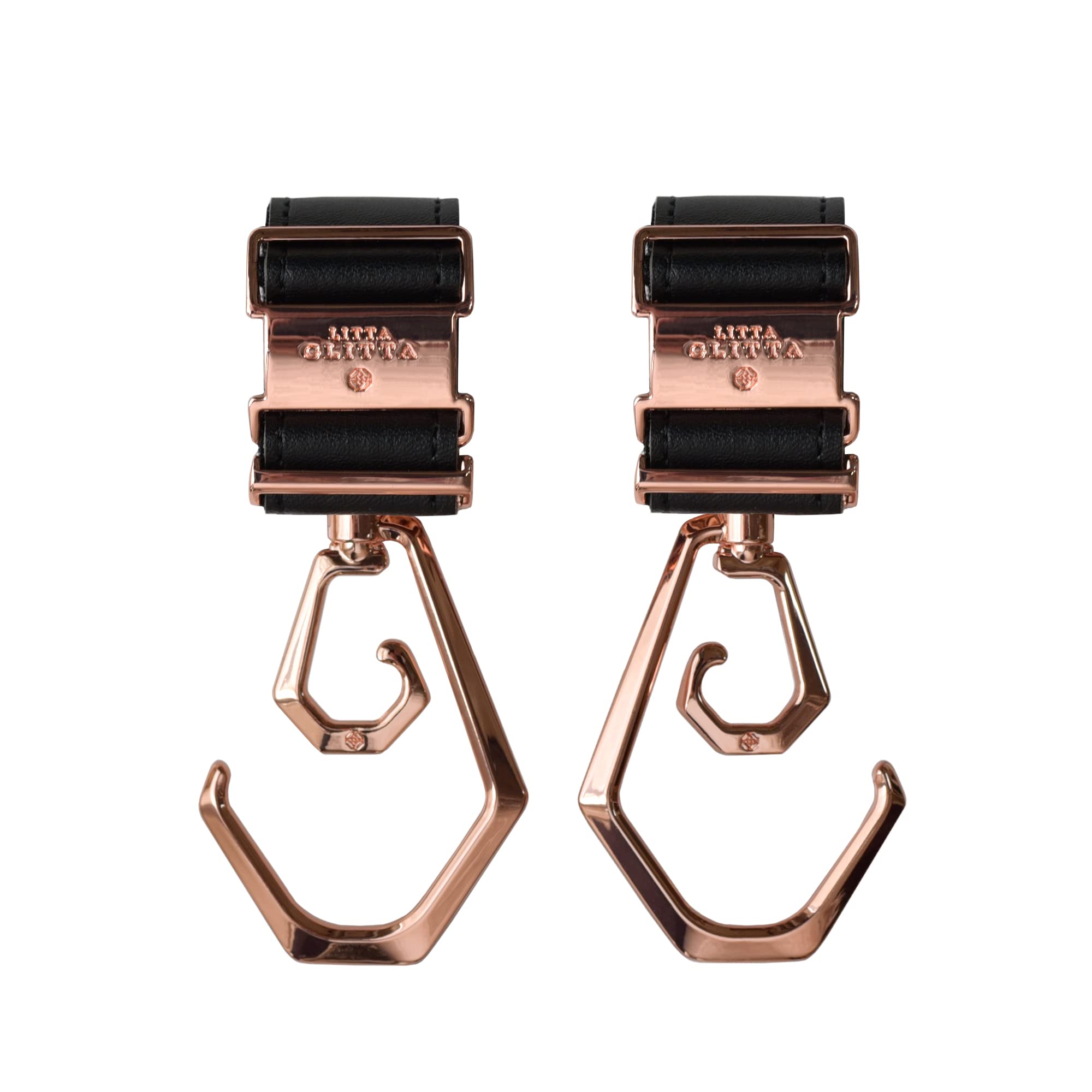 LITTA GLITTA ベビーカーフック デュオロジーDUOLOGY 360°回転 2個セット ダブルフック 色：ROSEGOLD/BLACK