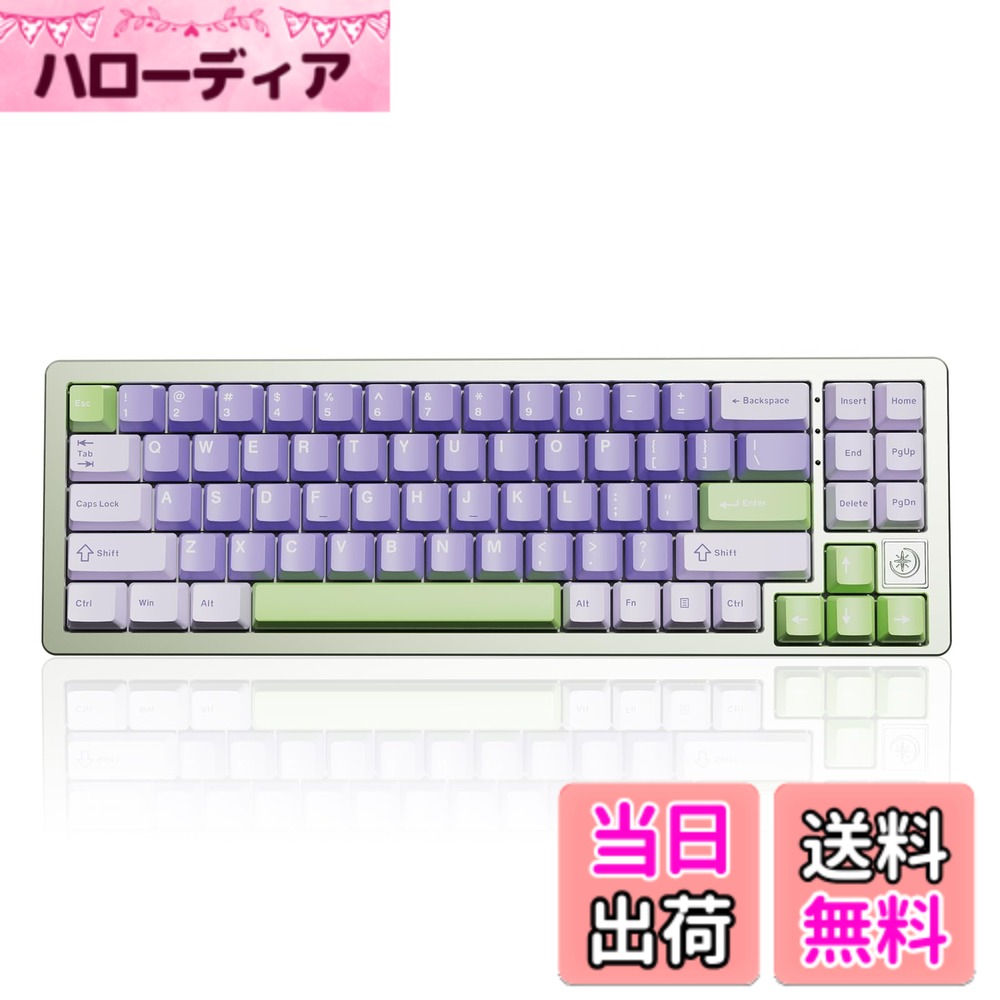 【送料無料】YUNZII AL71 68% ゲーミングキーボード フルアルミCNC ホットスワップ対応 無線 ガスケット メカニカルキーボード NKRO 2.4GHzワイヤレスBT5.0/USB-C 有線 RGBバックライト Win/Mac用 お贈り物 技適認証取得 色：グリーン、サイズ：ミュートスイッチ
