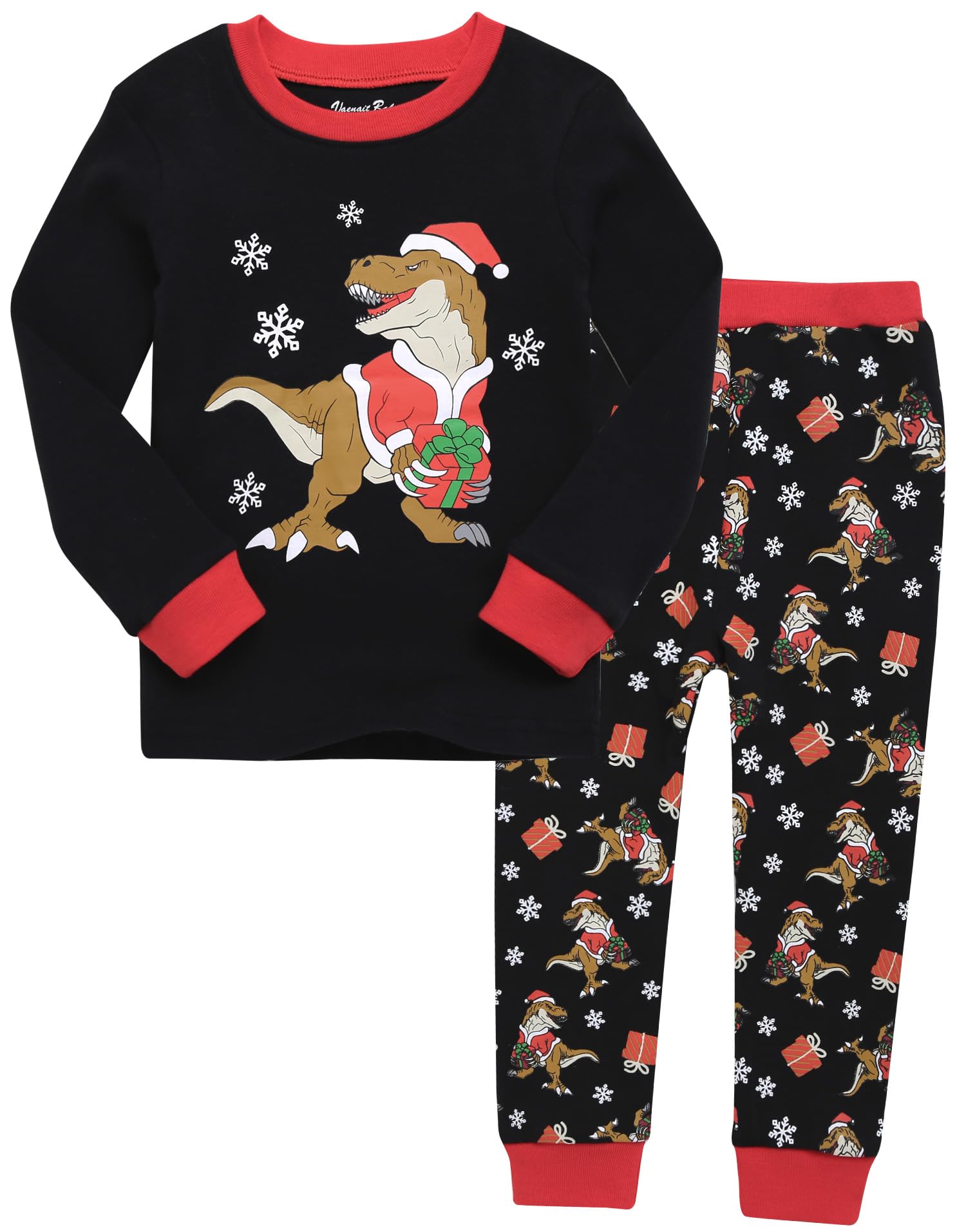  幼児 子供 キッズ カップル 家族 ファミリー お揃い服 クリスマス Xmas ホリデー パジャマ 上下セット 色：Kids-Santa Dino、サイズ：90