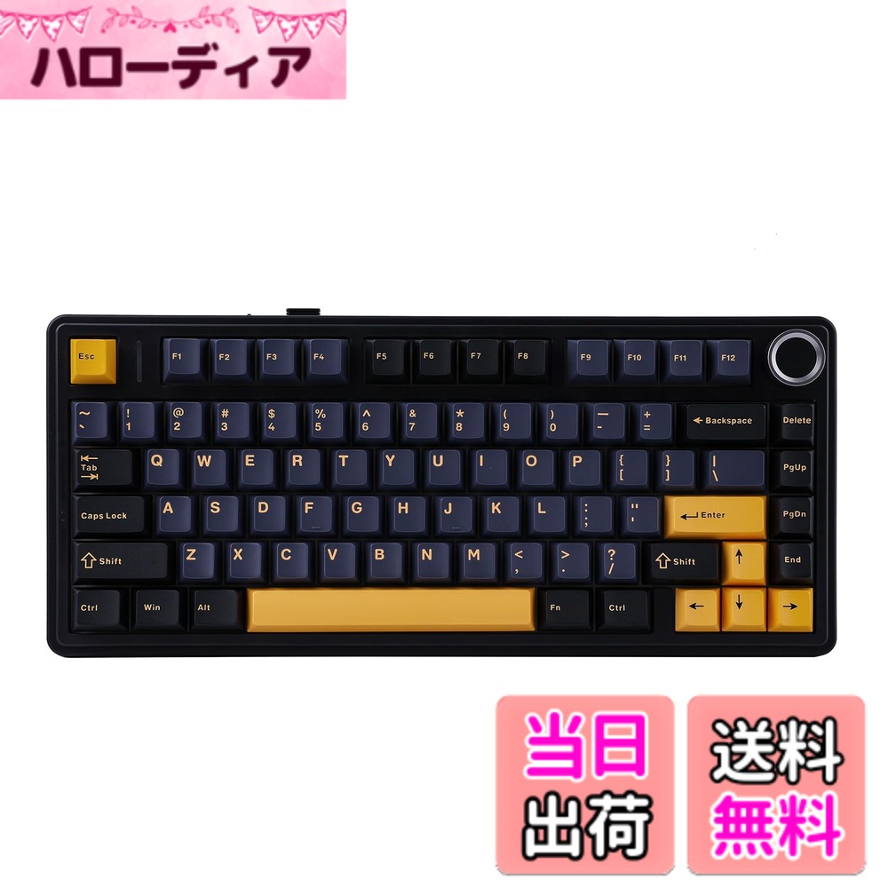 【送料無料】EPOMAKER x Aula F75 ゲーミングキーボード ガスケット メカニカルキーボード 5層パッド＆ノブ付き 75% ワイヤレス ホットスワッパブル Bluetooth/2.4GHz/USB-C RGB 技適認証取得 色：ブラック、サイズ：LEOBOG Reaper Switch