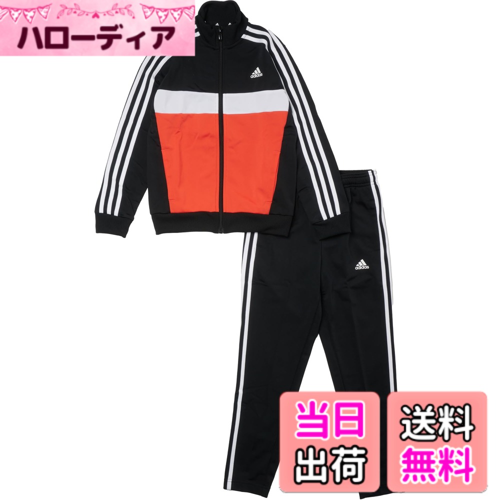 [Free Shipping] [adidas] Kids Tracksuit Set for Boys. Color: Top: Black/Bright Red/White, Bottom: Black/White (IY1795), Size: 160