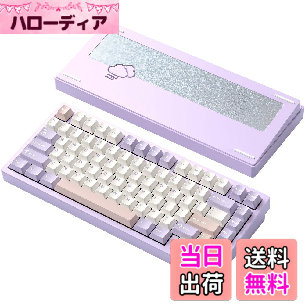 【送料無料】【WOBKEY Rainy 75キーボード】雨音のような打鍵音 メカニカルキーボード 3WAY接続 OS互換性 ホットスワップとVIAの対応 カスタマイズ性 ガスケットデザイン アルミニウム素材使用 RGBバックライト