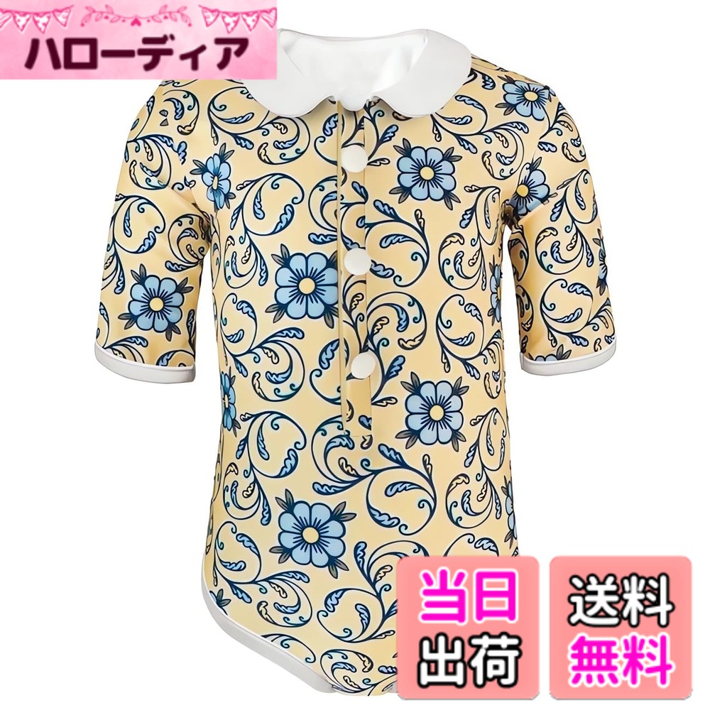  キッズ 水着 女の子 裏地付き 半袖 ワンピース水着 丸襟 キャップ付き ベビー水着 スイムウェア 赤ちゃん 幼児 子供用水着 90cm 100cm 110cm 120cm 130cm 140cm 幼稚園 保育園 小学生用 色：丸襟-イェロー、サイズ：120