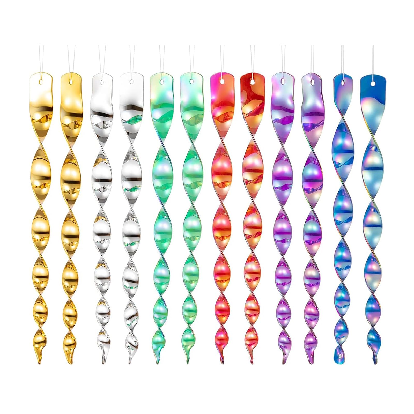 【送料無料】鳥よけ 12本セット 6色 YITONGXXSUN 鳥よけグッズ 鳥避け棒 シャインスパイラル 鳩よけ カラスよけ からす撃退 カラス対策 鳥害対策 駆除 防鳥 太陽光反射棒 吊り下げ式 スパイラル 庭 ガーデン用品 とりよけ ハト カラス ベランダ 色：6色、サイズ：Small