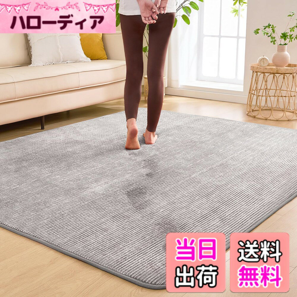 【送料無料】aicomri カーペット ラグマット 低反発 ラグ 厚手 洗える 滑り止め付 ホットカーペットカバー 床暖房ホットカーペット対応 防ダニ 撥水加工 フランネル 色：グレー、サイズ：約185X240CM（3畳）