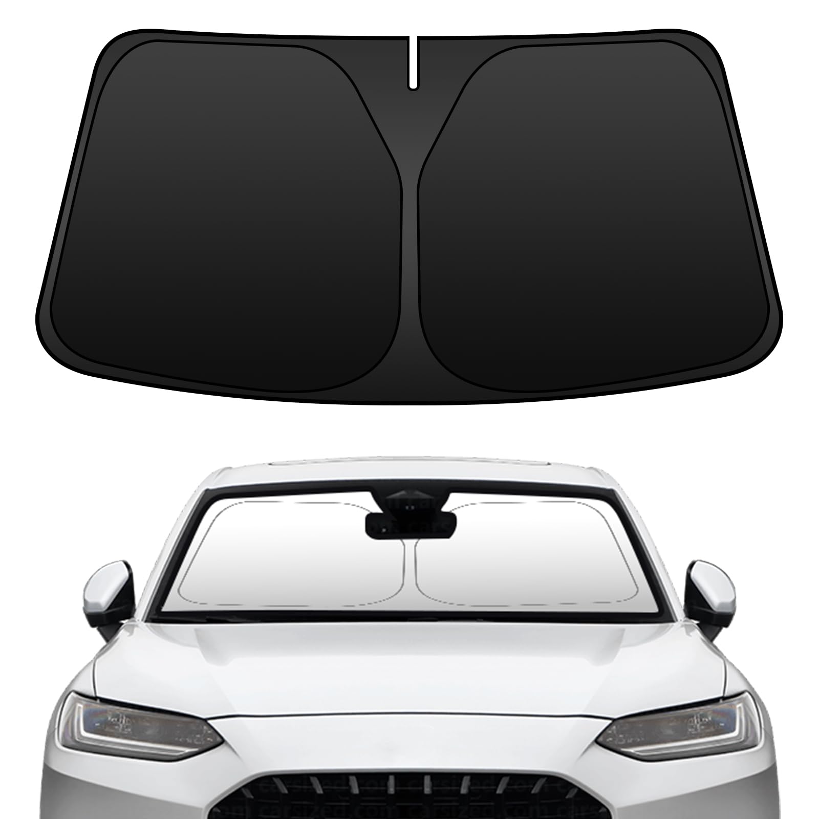 【送料無料】BLUESEATEC サンシェード フロントガラス用 車用サンシェード TOYOTA RAV4 50系 MXAA5# AXAH5# 2019年4月-現行 車種専用設計 UVカット 日焼け防止 劣化防止 断熱 簡単着脱 折り畳み式 サンシェード プライバシー保護 収納 色：ブラック、サイズ：ホンダ ZR-V
