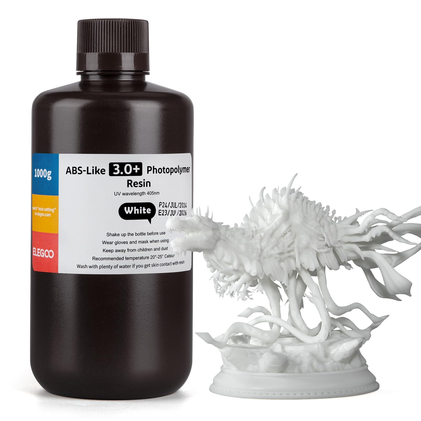【送料無料】ELEGOO 光造形3Dプリンター用 ABS類似UVレジン3.0+ 色：ホワイト、サ...
