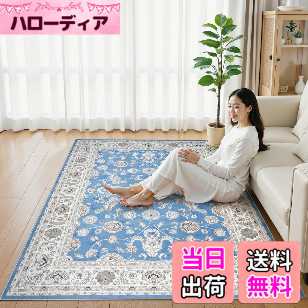 【送料無料】HAOCOO カーペット ペルシャ絨毯風 BS 色：[A]ライトブルー、サイズ：200 x 300 cm (長方形)