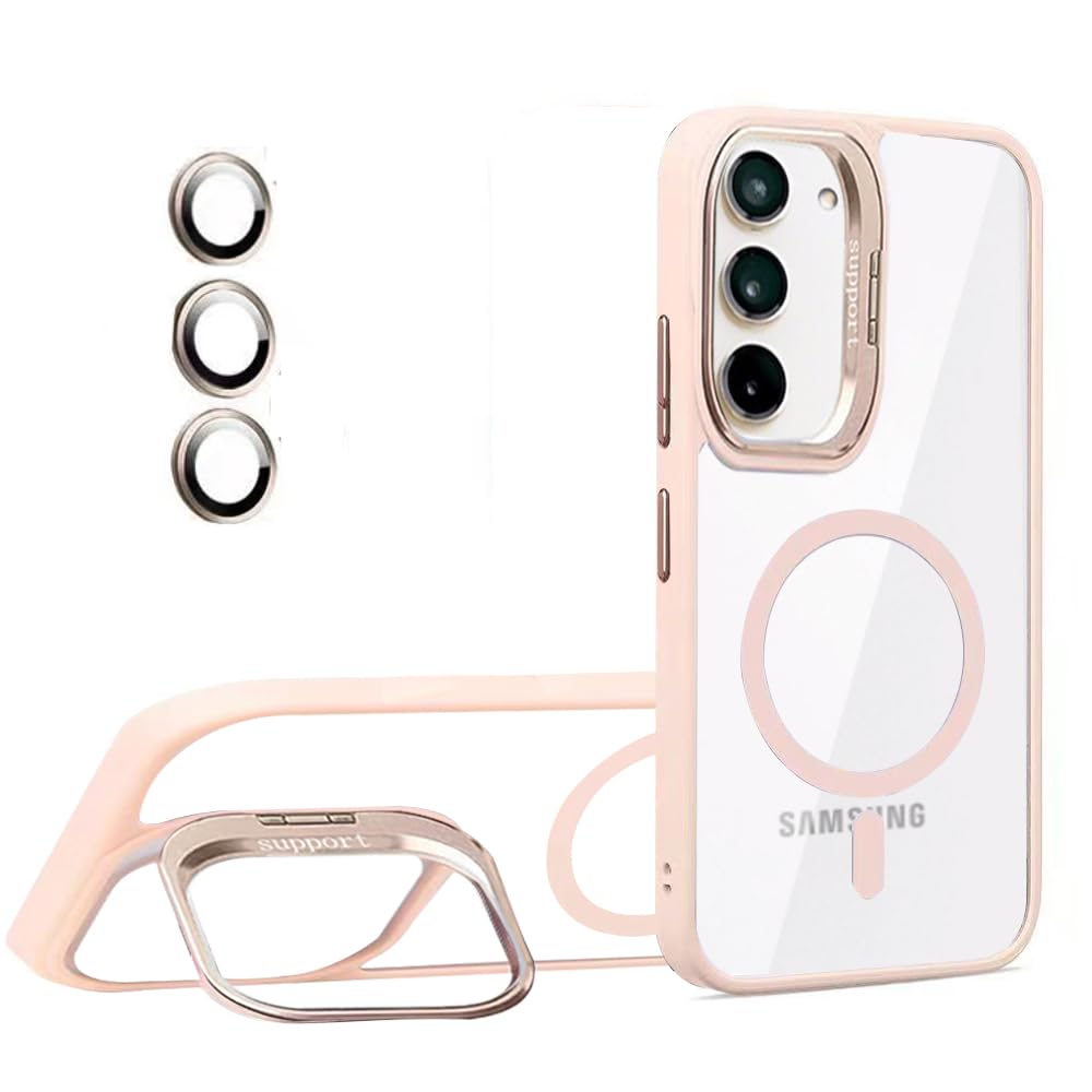 【送料無料】Kanyaku 用のケース MagSafe対応 レンズ保護 スタンド ストラップホール付き 色：ピンク、サイズ：Galaxy 24Plus