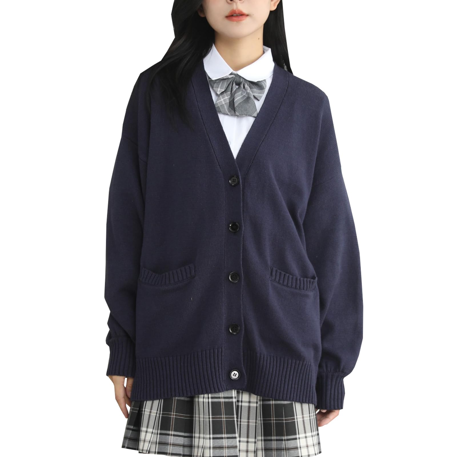 【送料無料】[zuevichn] スクールカーディガン 女子長袖 制服 レディース カーディ...