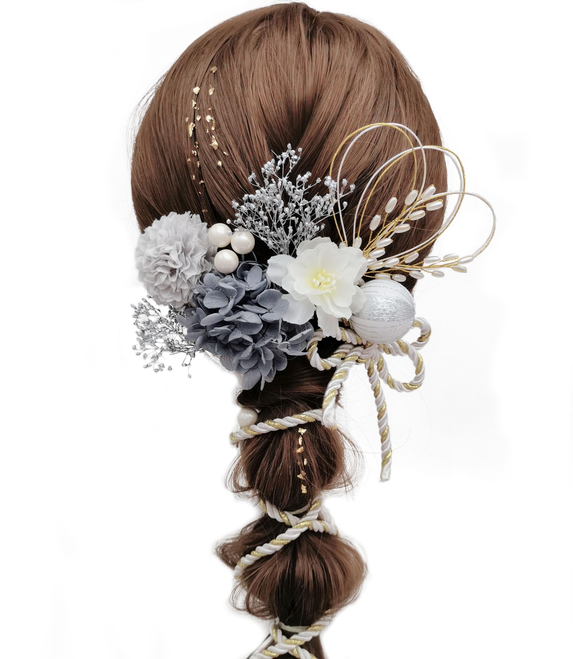 【送料無料】[JZOON] 髪飾り ヘアアクセサリー ドライフラワー 紫陽花 カスミソウ ...