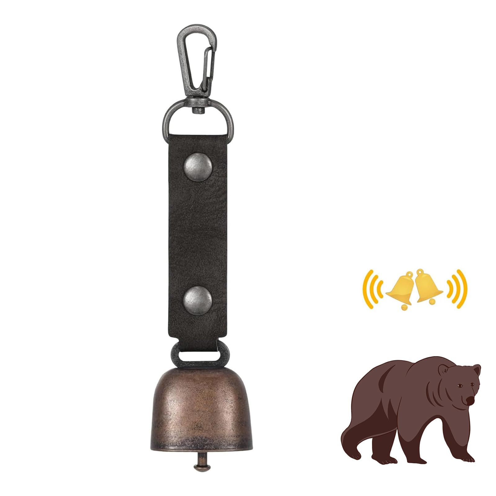 【Free Shipping】DEVENTORZ Bear Bell, Bear Repellent Bell with Silencer Function, Small and Lightweight, for Mountain Climbing, Trekking, Hiking, Mountain Walking, Wild Vegetable Gathering, Stream Fishing, Color: Black (Set of 1)