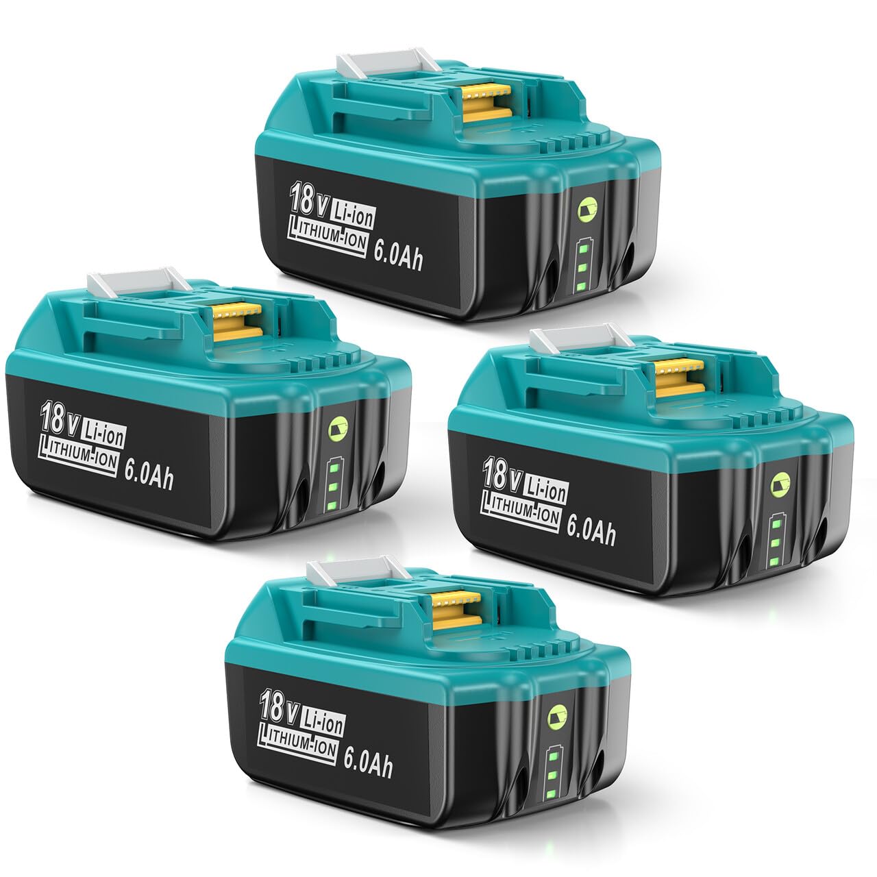 【送料無料】マキタ18vバッテリー充電器セットBL1830B 2個 dc18rf インパクト電池対応 3段残容量表示+自己故障診断搭載 マキタ互換バッテリー 18v BL1860 BL1850 BL1830 BL1840 BL1830b BL1840b BL1850b BL1860b 色：B、サイズ：4個セット