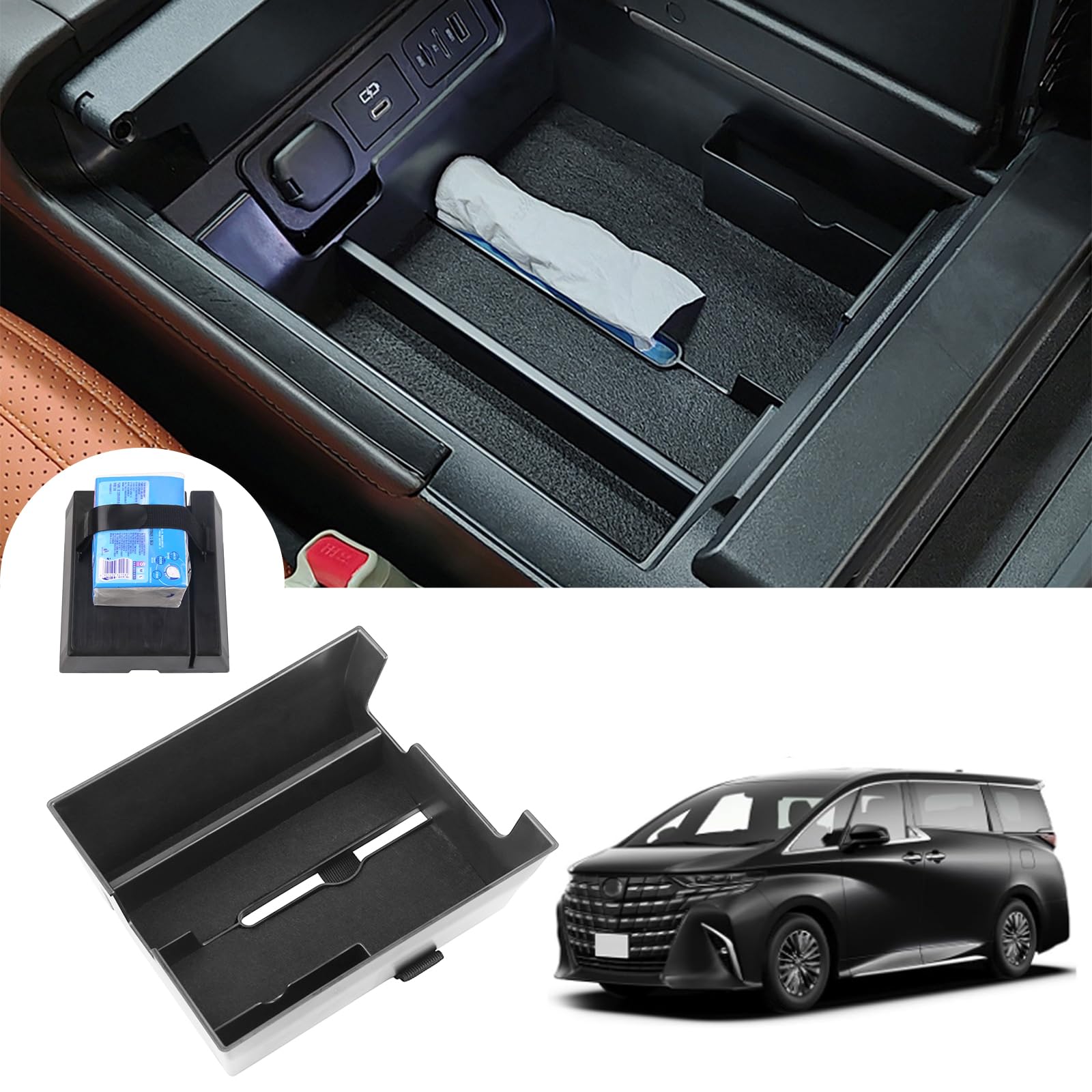 【送料無料】Temiry コンソールボックス 収納ボックス 車用 アクセサリー 小物入れ 専用 コンソールトレイ 内装パーツ 車内収納ボックス 色：ブラック