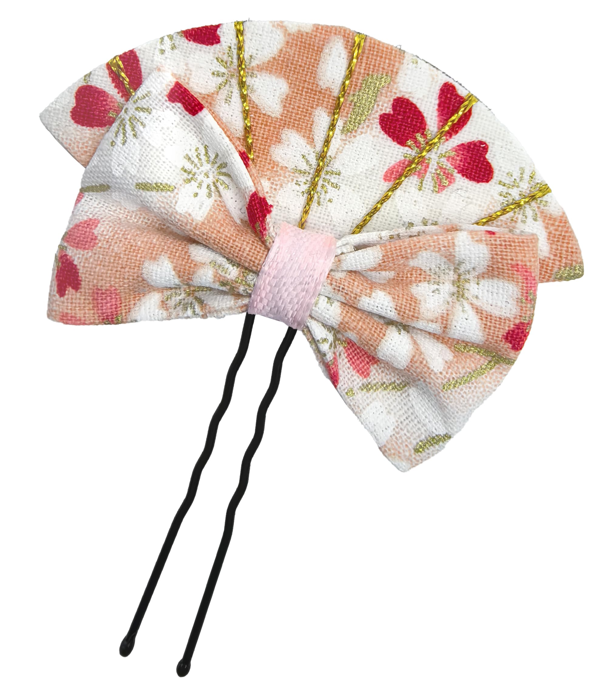 【送料無料】[JZOON] 七五三 髪飾り つまみ細工 リボン 蝶結び 桜デザイン 可愛い 成人式 浴衣 袴 着物 振袖用 和装 手作り 卒業式 H1230 色：ピンク