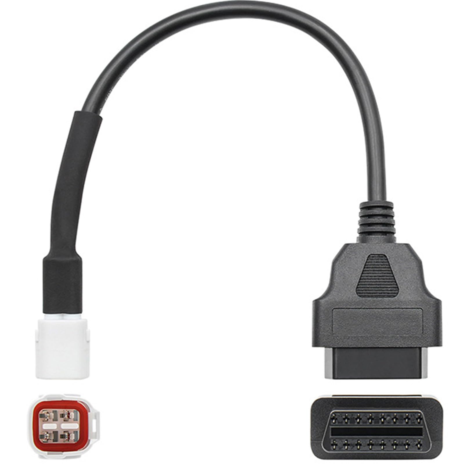 Honiwu OBD2 アダプター ブル 4ピンプラグ 診断ケーブル 診断ライン 故障コードリーダー キャナー 用 MT10 FZ10 XSR900 MT09 XSR700 MT07 FJR130 R1 R6 XT1200ZE TMAX530のオートバイに適合 (On Board Diagnostics 2) 色：black