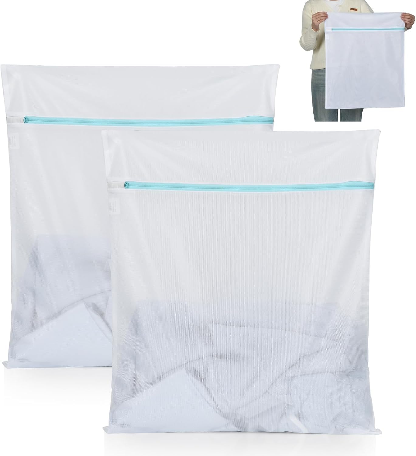 【送料無料】OTraki 洗濯ネット 2枚入り ランドリーネット 角型 色：ホワイト サイズ：大 50x60cm 2枚