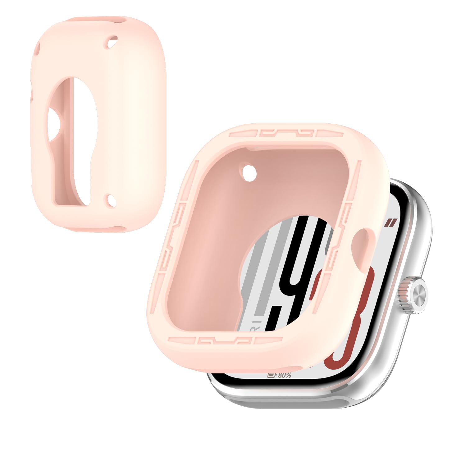 [Free Shipping] Case Cover for Redmi Watch 5 [KONXISA] Smartwatch Case Protective Cover Silicone Material Lightweight Thin Easy to Install Scratch Resistant Shock Absorption Charging Possible (Pink) Color: Pink