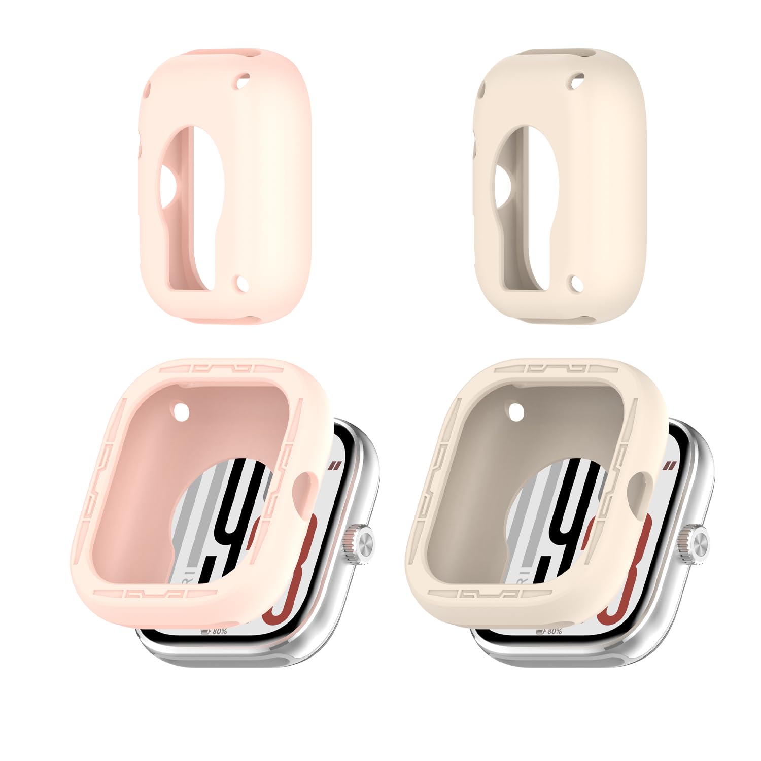 【Free Shipping】KONXISA Case Cover for Redmi Watch 5 - Smartwatch Case, Protective Cover, Silicone Material, Lightweight, Slim, Easy Installation, Scratch Resistant, Shock Absorption, Charging Possible (Pink & Starlight Color) Color: Pink & Starlight Color