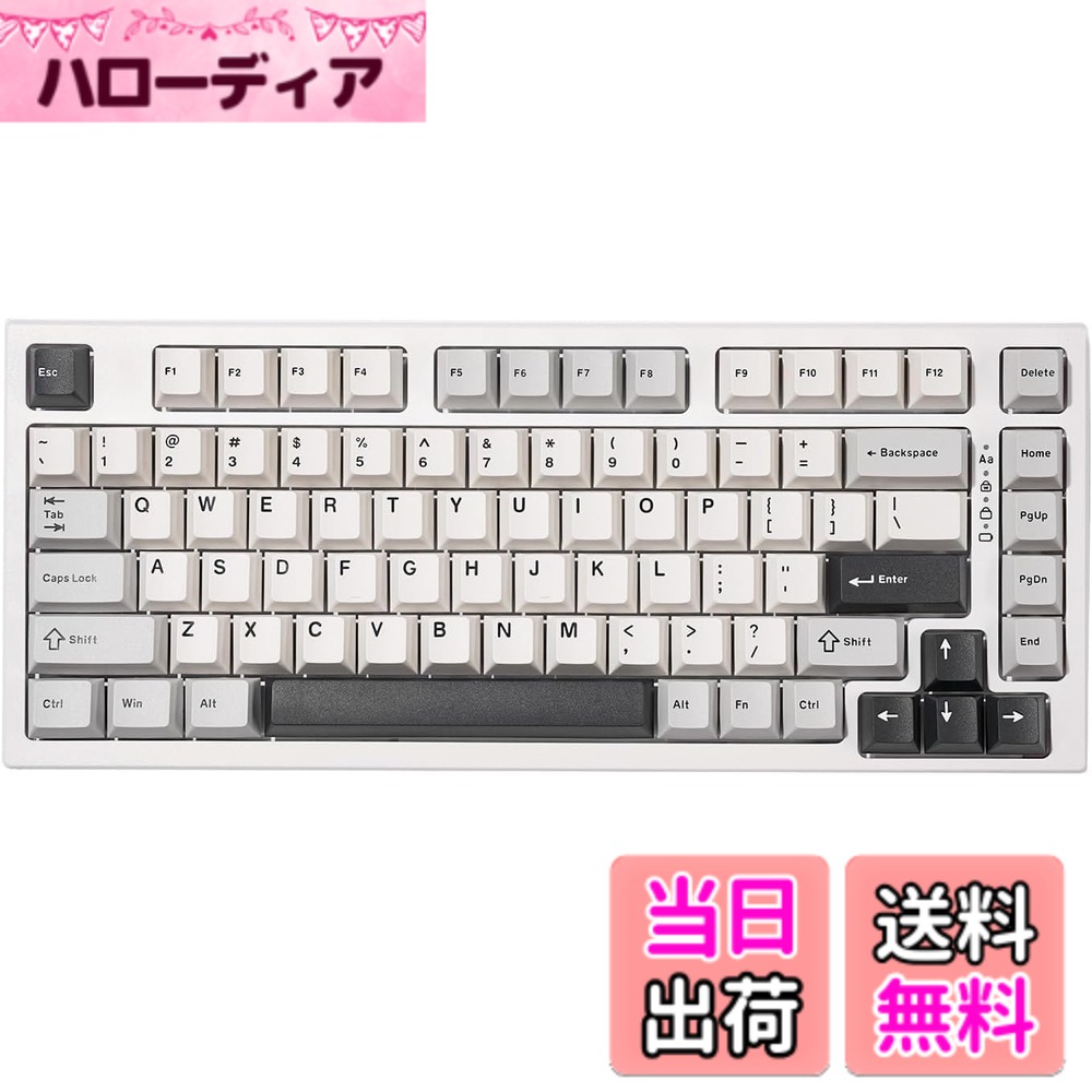 【送料無料】YUNZII YZ75 75% ホットスワップ対応ワイヤレスゲーミングキーボード RGBバックライト BT5.0/2.4G/USB-C、Dye Sub PBTキーキャップ Linux/Win/Mac用 技適認証取得 色：ホワイト、サイズ：ガテロンプロ イエロー軸
