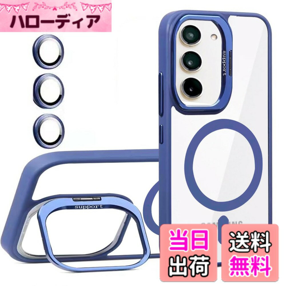 【送料無料】Kanyaku Galaxy24用のケース MagSafe対応 レンズ保護 スタンド自由に切替 ワイヤレス充電 耐衝撃 黄ばみなし ストラップホール付き ウインドウシリーズ 6.2(LKJT-24-shenlan1) 色：ブルー、サイズ：Galaxy 24