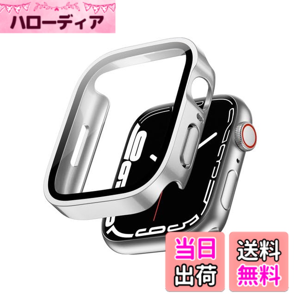 UIUIKA For Apple Watch 専用カバー 40mm アップルウォッチ保護ケース 対応 Series 9/8/7 クリスタルダイヤ付き 3D直角エッジ 防水 落下・衝撃・スクラッチ防止 高透過率 指紋防止 色：マットシルバー、サイズ：Series 11/10 42mm