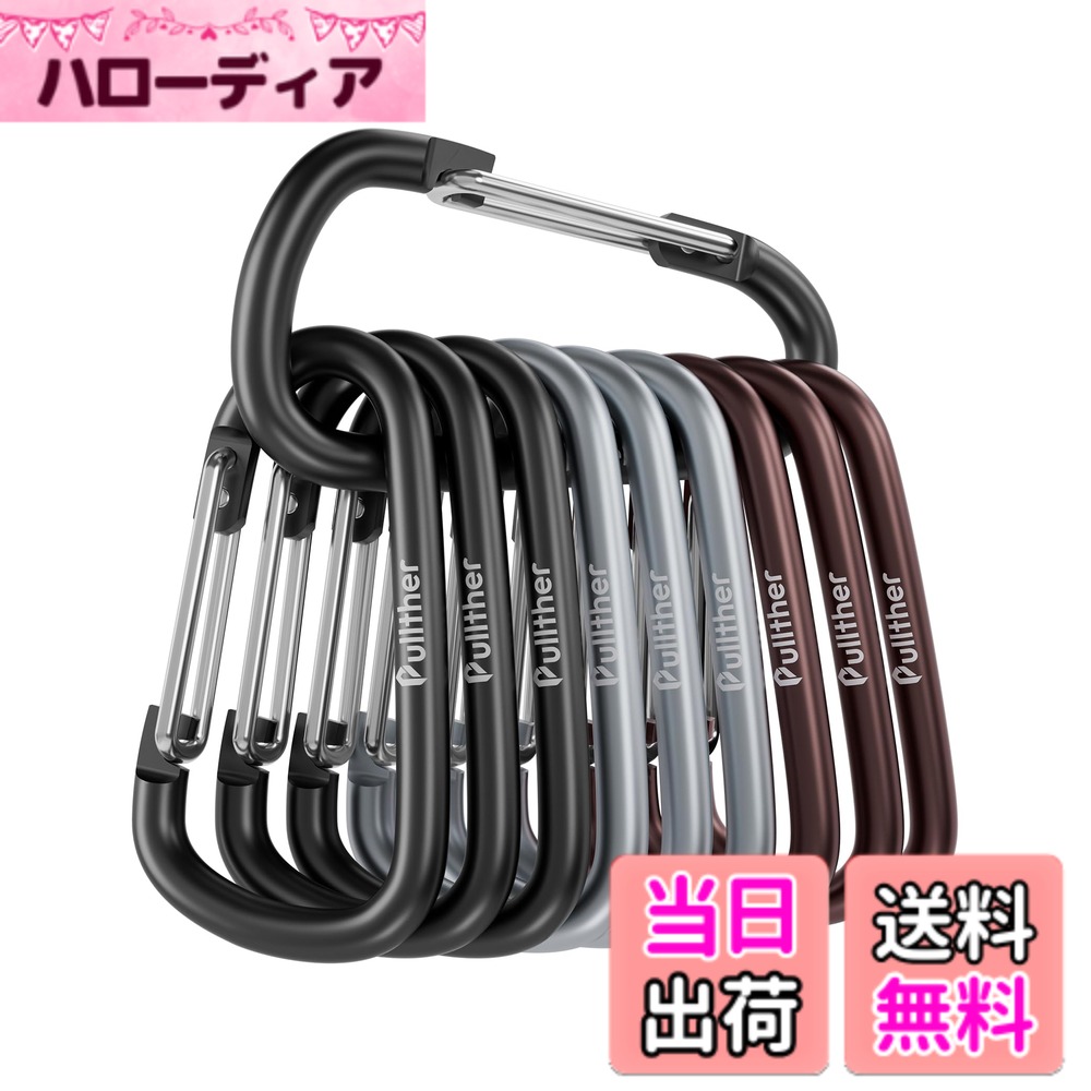 【送料無料】Pullther カラビナ 大型 超軽量 錆びない アウトドア ガイロープ カラビナ 6cm 高強度 釣り 10個 色：多色