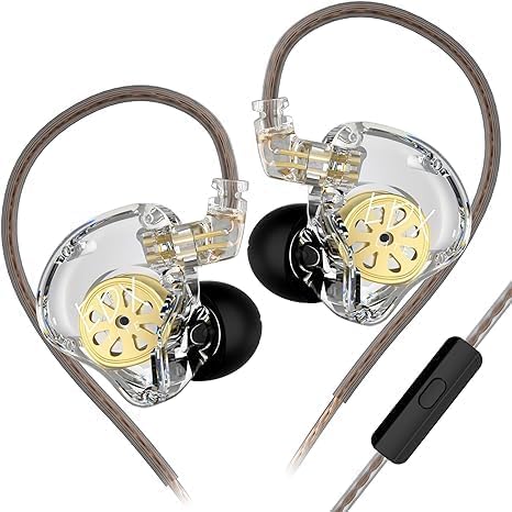 【送料無料】KZ EDX Lite 有線イヤホン イヤモニ インイヤー Wired Earphones 1DD 10mmアップダイナミックドライバ ゲーミング 耳掛け HIFI音質 遮音 重低音 ハイエンド 人間工学 低音強化 リケーブル対応 スポ一ツ/音楽モニター/ゲーム用 色：透明、サイズ：マイク付き
