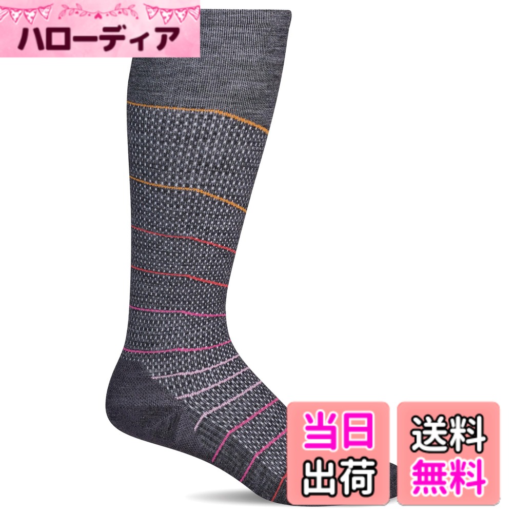 メリノウール 着圧 ソックス  S/M 色：チャコール、サイズ：M-L