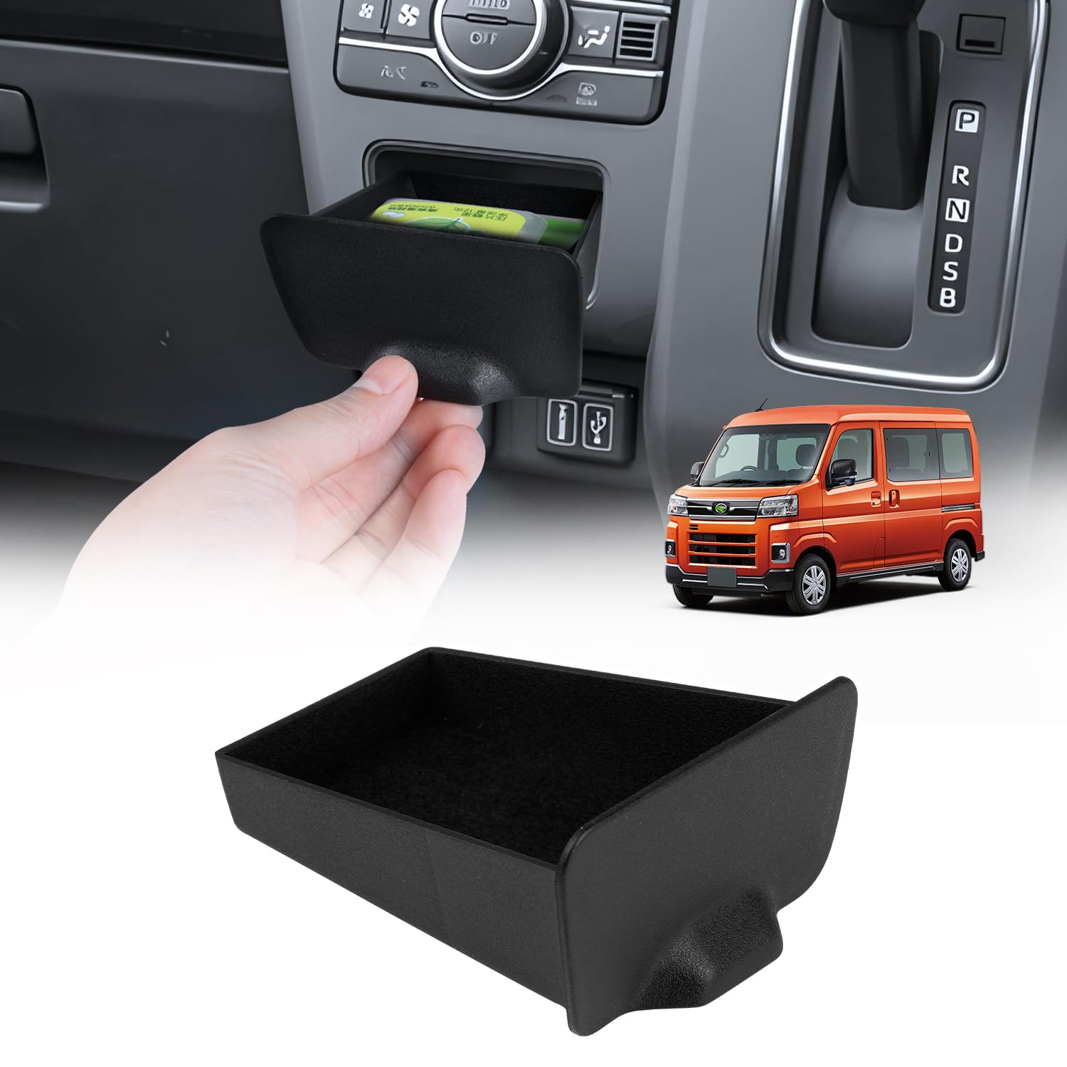 【送料無料】LIMSTYLE 内蔵型コンソールボックス コンソールトレイ 収納ボックス ラバーマット付き 車内収納ボックス コンソールトレイ 車種専用設計 小物入れ 滑り止め ラバーマット付き 装着簡単 色：ブラック、サイズ：ダイハツ 新型 アトレー S700系に適合