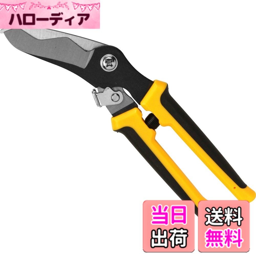 商品情報商品の説明商品紹介 波板をつぶさずにスムーズにカット 【用途】 エンビ・ポリカーボネート・トタン等の波板の切断 【特徴】 ・手やハンドルが邪魔にならない角度付 ・刃を閉じて収納できるセーフティロック付 ・ハイカーボンスチールSK-5の刃は、永く切れ味を保つ ・グリップは手にフィットしやすく設計され、スプリング付で長時間の作業も楽にできる 【注意事項】 ※ピアノ線や鋼材・鋼線など硬く熱処理された素材には使用できません。 ※刃先にいくほど、切断能力は低下します。 ※硬いもの・厚いものの切断は刃の奥の方で行って下さい。 ※鋏の能力以上の切断は刃こぼれや手を痛める恐れがありますので、表示用途以外には使用しないで下さい。 ※作業時には安全のため、作業手袋・安全メガネなどを着用して下さい。 ※誤って落としたり、ぶつけたりしますと、変形したりキレツや破損を生ずる場合がありますので取り扱いには充分ご注意下さい。 ※刃部にカケやキレツがある場合は使用しないで下さい。 ※刃部に直接手を触れないで下さい。 ※はさみでの無理な切断(刃部をこじる・叩くなど)は刃こぼれや破損を引き起こすだけでなく危険ですので絶対にしないようにして下さい。 ※特に先端部での強力な切断は絶対にしないで下さい。 ※使用後は刃部の汚れや水気を拭き取り、ネジや可動部および刃部にミシン油等を塗布して刃をしっかりと閉じて幼児の手の届かない所に保管して下さい。 ●軽作業に主な仕様 特徴:波板をつぶさずにスムーズにカット、手やハンドルが邪魔にならない角度付切断目安:トタン・波板・ガルバリウム波板 約0.3mmまで全長:約220mm、刃部硬度:HRC53-55br仕様:ゴム付グリップ刃部:ハイカーボンスチール(SK-5)、グリップ:PP+TPR