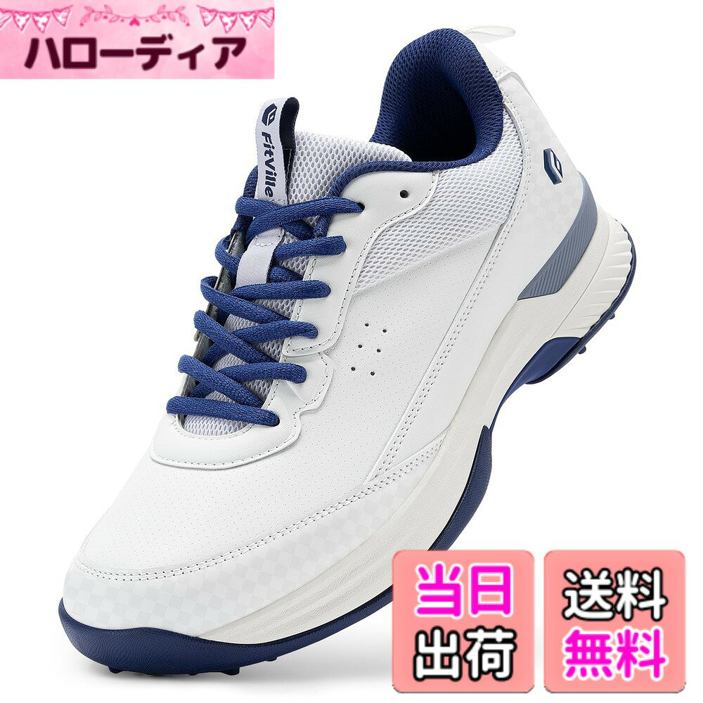 【送料無料】[FitVille] 幅広 ゴルフシューズ メンズ 2E 4E プロゴルフ靴 ソフトス...