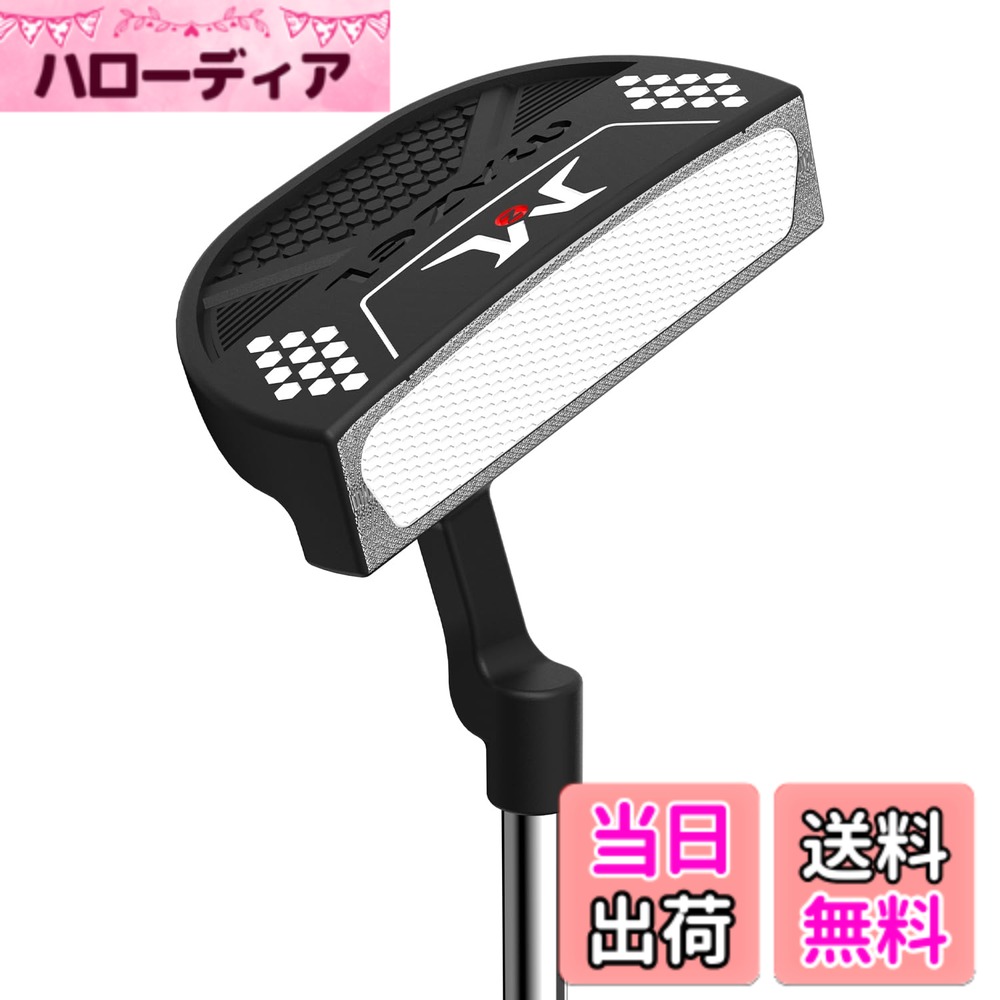 【送料無料】MAZEL (マゼル) パター ゴルフクラブ メンズ 右用 ヘッドカバー付き 色：レットパター - 黒、サイズ：34インチ