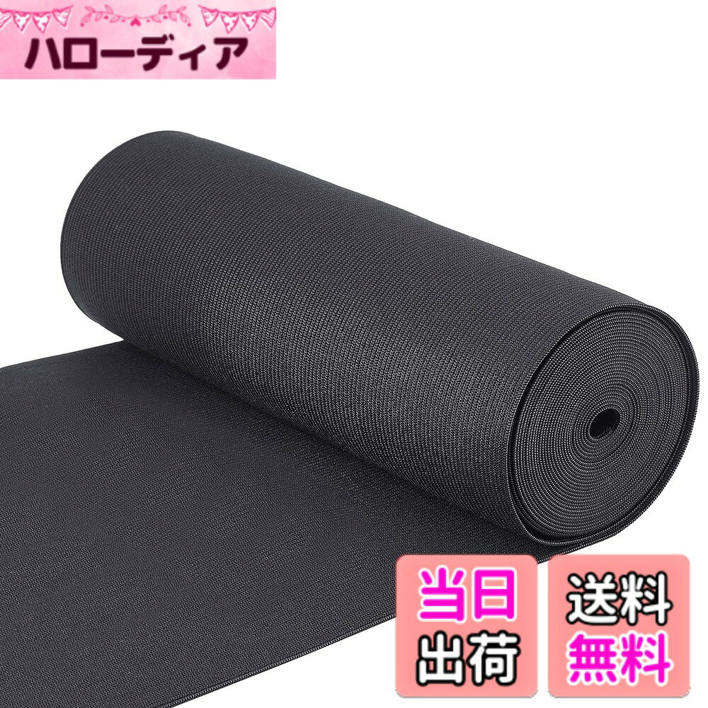【送料無料】BENECREAT 平ゴム 織ゴム 強力 服 スーツケースベルト 手帳ベルト 交換バンド 裁縫用 手芸材料 手作り 色：ブラック、サイズ：幅200mm
