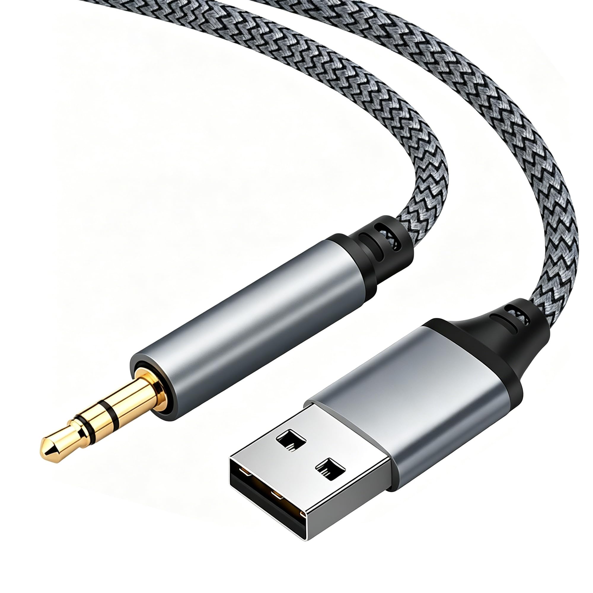 商品情報商品の説明■ USB to 3.5mm 音声変換ケーブル（1.5m）｜DAC内蔵 aux ケーブル 本製品は、USB-Aポートから3.5mmオーディオ出力へ変換できる USB to 3.5mm 音声変換ケーブル です。 PCやノートパソコンのUSB端子に接続するだけで、ヘッドホンやスピーカーへ音声出力が可能となり、音声端子のない機器や拡張用途に便利です。 ■ USBオーディオ対応・ドライバ不要で簡単接続 USBオーディオ出力に対応した機器へ接続するだけで使用可能。 特別なドライバや設定は不要なため、初めての方でもスムーズにお使いいただけます。 デスクトップPCやノートパソコンの 音声出力拡張 として、日常使いに適しています。 ■ DAC内蔵で安定した音質伝送 本製品には DAC（デジタル・アナログ変換）チップ を内蔵。 デジタル音声信号を安定したアナログ音声へ変換し、音楽・動画・ゲーム音声を自然なバランスで再生します。 無酸素銅導体を採用し、ノイズを抑えたクリアな音声伝送をサポートします。 ■ ナイロン編み仕様・高耐久 aux ケーブル ケーブル外装にはナイロン編みを採用し、折り曲げや引っ張りによる負荷を軽減。 デスク周りでの使用はもちろん、持ち運びや日常利用にも適した 高耐久 aux ケーブル です。 1.5mの長さは取り回しやすく、作業環境にもなじみやすい設計です。 ■ 幅広いUSBオーディオ対応機器に対応 Windows 11 / 10 / 8.1 / 7、Mac OS、Linux、Chromebook、PS5、PS4、Surface、Raspberry Pi など、 USBオーディオ出力に対応した機器で使用可能です。 ※車載USB、テレビ、アンプ、CDプレーヤーなどの音声出力用途には対応していません。 ■ 使用上の注意・安心サポート ・本製品は 音声出力専用 です（充電・録音・マイク入力機能は非対応） ・3.5mm側はヘッドホンやスピーカーなどの 音声受信機器専用 です ・ご購入後は 1年間の品質 付き。万一の際も日本語でサポートいたします よくある質問（FAQ） Q1：スマートフォンで使用できますか？ A： USBオーディオ出力に対応した端末のみ使用可能です。 ※一般的なスマートフォンでは、USBオーディオ出力に対応していない場合があります。 Q2：車のUSBポートで使えますか？ A： 車載USBポートやシガーソケットは、電源供給専用の場合が多く、音声出力機能がないため、本製品は使用できません。 Q3：マイク付きイヤホンは使えますか？ A： 音声再生は可能ですが、本製品は音声出力専用のため、マイク機能は使用できません。 Q4：充電や録音はできますか？ A： 本製品は録音および充電には対応していません。 音声出力専用の USB オーディオ変換ケーブルです。 Q5：PS5 / Xbox One / PS3 / テレビで使用できますか？ A： PS5など、USBオーディオ出力に対応した機器では音声出力用途として使用可能です。 ※Xbox One、PS3、テレビ、アンプなどの機器は非対応となります。 ※本製品は録音・充電・マイク入力には対応していません。 ※再生／一時停止などのボタン操作は、一部機器では使用できない場合があります。 ※安定した動作のため、本製品は変換アダプターを介さず、直接デバイスに接続してご使用ください。主な仕様 【USB to 3.5mm 音声変換・簡単接続】 USB-Aポートから3.5mmオーディオ出力へ変換できる USB to 3.5mm 音声変換ケーブル。USBオーディオ対応機器に接続するだけで、ヘッドホンやスピーカーから音声を出力できます。ドライバ不要で、PC初心者の方でも手軽に使用可能です。【DAC内蔵・クリアな音質伝送】 DAC（デジタル・アナログ変換）チップを内蔵し、デジタル音声を安定したアナログ信号へ変換。無酸素銅導体を採用することで、ノイズを抑え、音楽・動画・ゲーム音声をバランスよく再生します。【ナイロン編み・高耐久設計】 外装にはナイロン編みを採用し、折り曲げや引っ張りによる断線リスクを軽減。日常使用はもちろん、デスク周りや持ち運び用途にも適した 高耐久 aux ケーブル です。【幅広い対応機器】 Windows 11/10/8.1/7、Mac OS、Linux、Chromebook、PS5、PS4、Surface、Raspberry Piなど、USBオーディオ出力対応デバイスに対応。PCやノートパソコンの音声出力拡張として幅広く活用できます。 ※車載USB、テレビ、アンプ、CDプレーヤー等には対応していません。【使用上の注意・安心サポート】 本製品は音声出力専用で、充電・録音・マイク入力機能は非対応です。3.5mm側はヘッドホンやスピーカーなど音声受信機器に接続してください。ご購入後は1年間の品質付きで、万一の際も日本語対応でサポートいたします。
