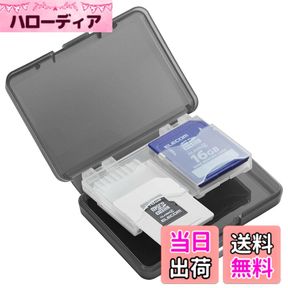 商品情報商品の説明【 仕様 】 ■ 外形寸法:幅64.2mmx奥行10.8mmx高さ46.5mm ■ 材質:ケース/ホルダー部:ポリプロピレン、microSD用トレー:ABS樹脂、インデックスラベル:紙 ■ 収納枚数:SDメモリーカード4枚、またはmicroSDメモリーカード3枚+SDメモリーカード1枚 ■ カラー:ブラック ■ 付属品:インデックスラベルx1枚、microSD用トレーx3枚 【 説明 】 ■ SDカードあるいはmicroSDカードを合計4枚、まとめて収納可能です。 ■ microSDカードトレーが3枚付属していますので、変換アダプタを使うことなくmicroSDを収納できます。トレー1枚に付きmicroSD1枚が収納可能です。 ■ 増えていくSDカード、microSDカードをまとめて収納・管理するのに便利です。 ■ microSDカードトレーをスロットから取り外すことでSDカードを収納できます。また、変換アダプタも収納可能です。 ■ 保存しているデータを確認するのに便利なインデックスラベルが付いています。 ■ SDカードに貼り付けられるナンバーラベルが付いています。 ■ インデックスラベル、ナンバーラベルのナンバリングを連動させることで、複数のSDカードを使用していてもデータ内容をきちんと管理できます。 ■ ケースをしっかりと閉じることができるストッパーが付いています。主な仕様 詳しくは「商品の仕様」「商品の説明」をご確認ください。brSDカードあるいはmicroSDカードを合計4枚、まとめて収納可能です。brmicroSDカードトレーが3枚付属していますので、変換アダプタを使うことなくmicroSDを収納できます。トレー1枚に付きmicroSD1枚が収納可能です。増えていくSDカード、microSDカードをまとめて収納・管理するのに便利です。brmicroSDカードトレーをスロットから取り外すことでSDカードを収納できます。また、変換アダプタも収納可能です。