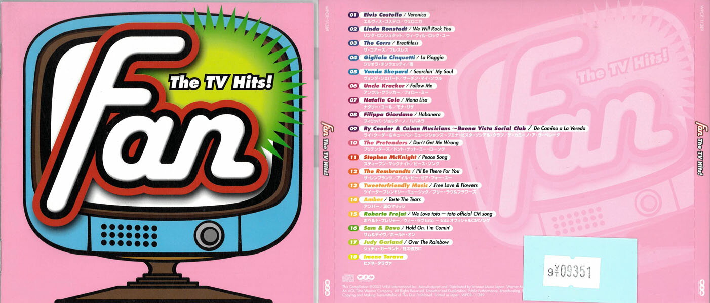 Fan the TV Hits!　　ケース、ディスクにレンタル店のシールあり。　　　WPCR-11389　　　　　　　　　..