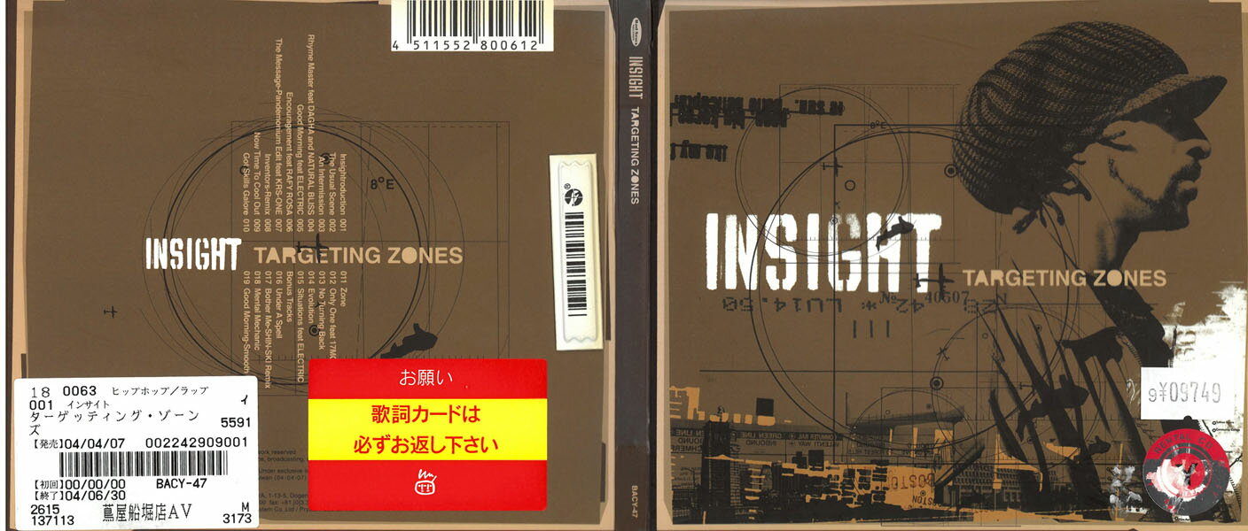 INSIGHT TARGETING ZONES インサイト ターゲッティング・ゾーン デジパックに複数のシールあり。BACY-47　　　中古CD_m