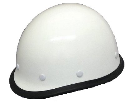 防災用ヘルメット：ボウサイ101FFRP樹脂製 白 黒縁ゴム付ロゴマーク 団体名印刷承ります。