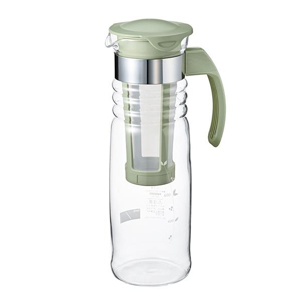 ハリオ HCC-12SG かご網付き水出し茶ポット 【1200ml 水出し茶 麦茶ポット 茶こし付 ドアポケット 食洗..