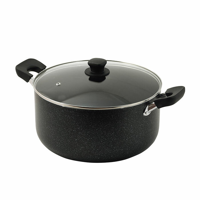 パール金属 HC-394 ママディナーアルファ マーブルダイヤモンドIH対応ガラス蓋付深型大型鍋30cm