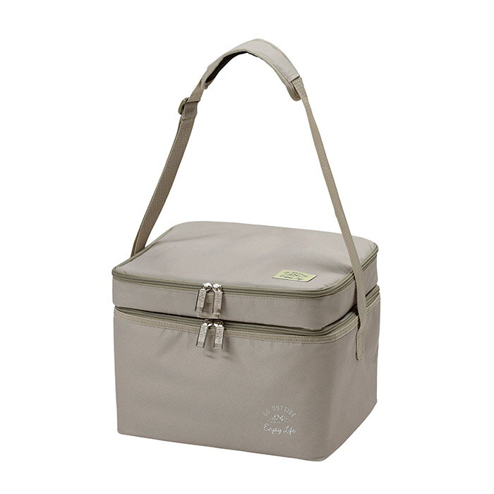 上段3L　下段11L 上段は食器やお菓子など乾いた物を、下段はしっかり保冷で飲料や食材を！ 31×26×25 本体表地：ポリエステル(PVCコーティング)、上段内生地：ポリエステル(PUコーティング)、下段内生地：EVA、断熱材：ポリエチレンフォーム、中敷：ポリエチレン、ベルト：ポリプロピレン