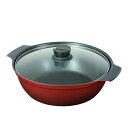 【2980円以上送料無料】パール金属 HB-6966 旨味 ふっ素加工IH対応ガラス蓋付卓上鍋28cm