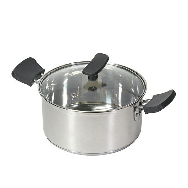 ガラス鍋 - 【2980円以上送料無料】パール　HB-6573 チーノ ステンレス製3層底ガラス蓋付両手鍋18cm
