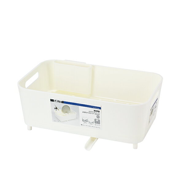 Rakuten - 【2980円以上送料無料】HB-5964 スキット 水が流れるトレー付水切りバスケット スリム ホワイト