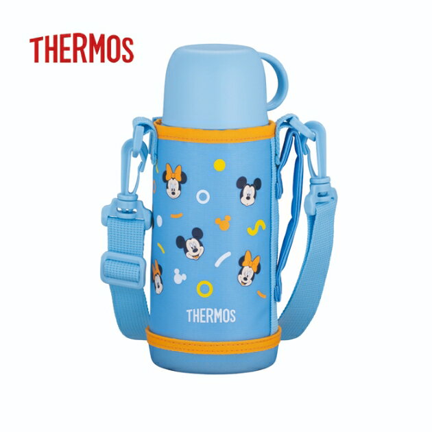서모스 컵 첨부 진공 단열 2웨이 보틀 0.6L 미키&미니 블루 오렌지 FJJ-602WFDS BLOR [THERMOS 물통 직접 마시고 어린이용 키즈 원터치 식세기 대응 보냉]
