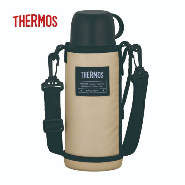 サーモス コップ付き 真空断熱2ウェイボトル 0.8L ベージュブラック FJJ-802WF BEBK 【THERMOS 水筒 直飲み 子供用 キッズ ワンタッチ 食洗機対応 保冷】