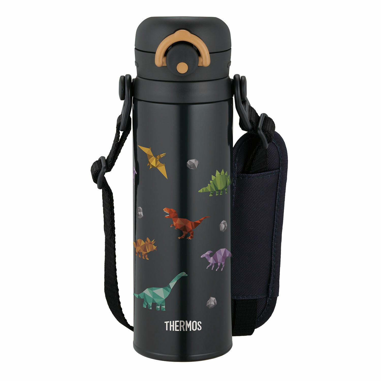 Rakuten - サーモス 真空断熱キッズケータイマグ 500ml ブラック JPF-500 BK【THERMOS 水筒 500ml 真空断熱キッズケータイマグ JPF-500 BK スポーツドリンク対応 ストラップ付き 肩にやさしいショルダーパッド付きカラフル 持ち運び ギフト 子供 キッズ 】