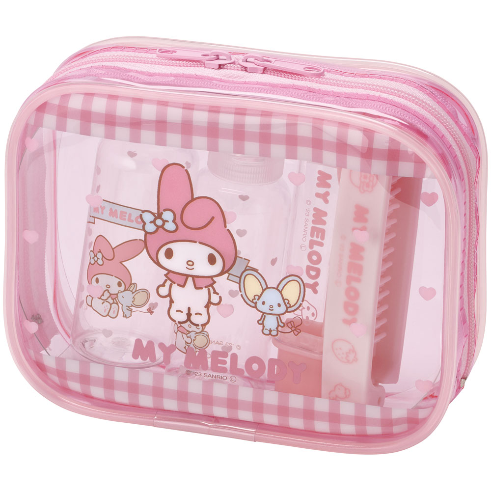 スケーター TRVS1 トラベルセット マイメロディお友だち 【コンパクト 持ち運び かわいい キャラクター 歯ブラシ くし ポーチ ボトル 携帯 旅行】